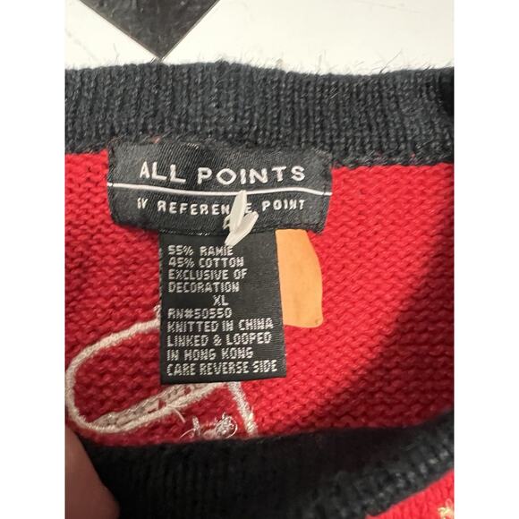 Vintage All Points Ugly Christmas Sweater Womens XL 2 Sided Design Snowman AOP - Picture 3 of 9